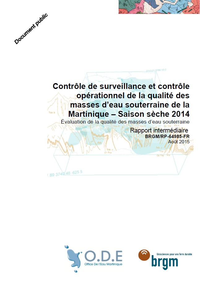 Contrôle de surveillance et contrôle opérationnel de la qualité des masses d'eau souterraine de la Martinique - Saison sèche 2014